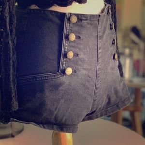 High waisted black jean shorts (stretchy)